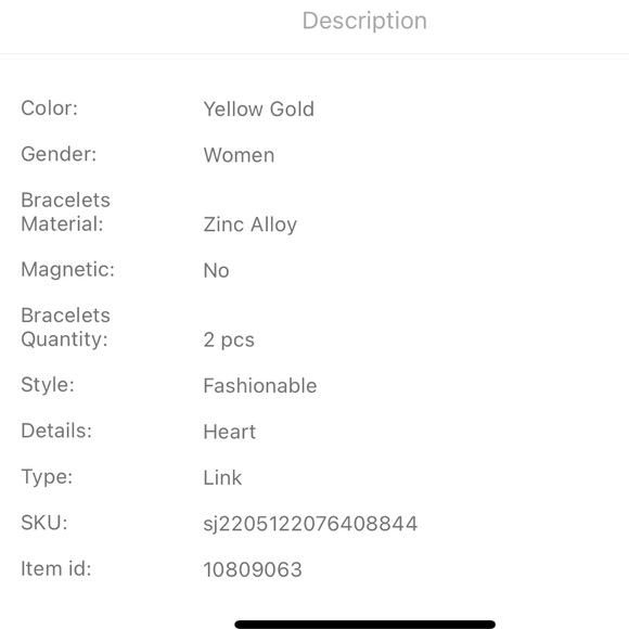 2 pcs Heart Bracelet Set Golden Chain - Picture 5 of 6